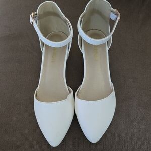 Elegant White Ankle Strap Heels